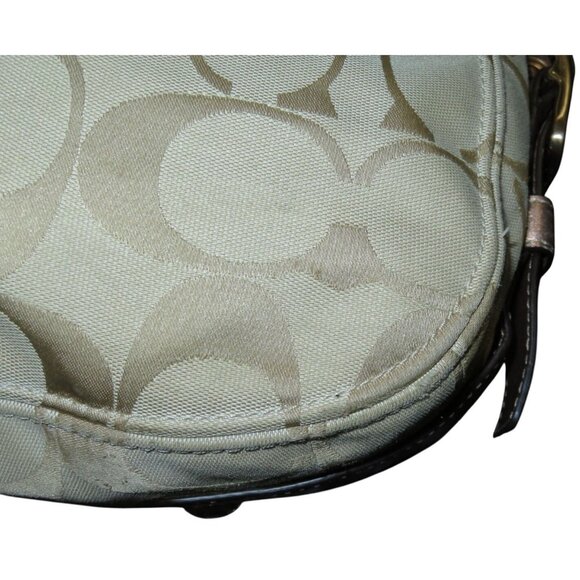 Coach 09 Zoe Signature Canvas Jacquard Khaki & HTF Rose Gold Hobo Handbag 12674 - Picture 14 of 14